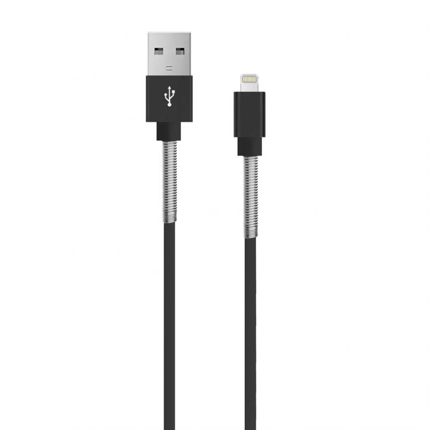 Кабель USB WALKER силіконовий 2м чорний Lightning 2.4А