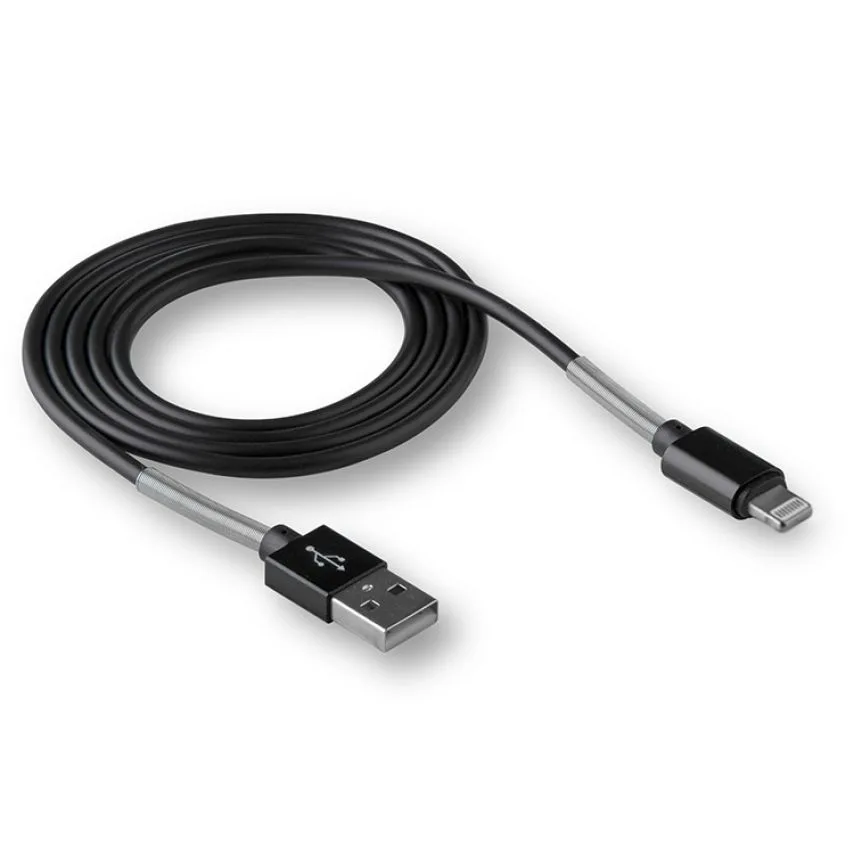 Кабель USB WALKER силіконовий 2м чорний Lightning 2.4А