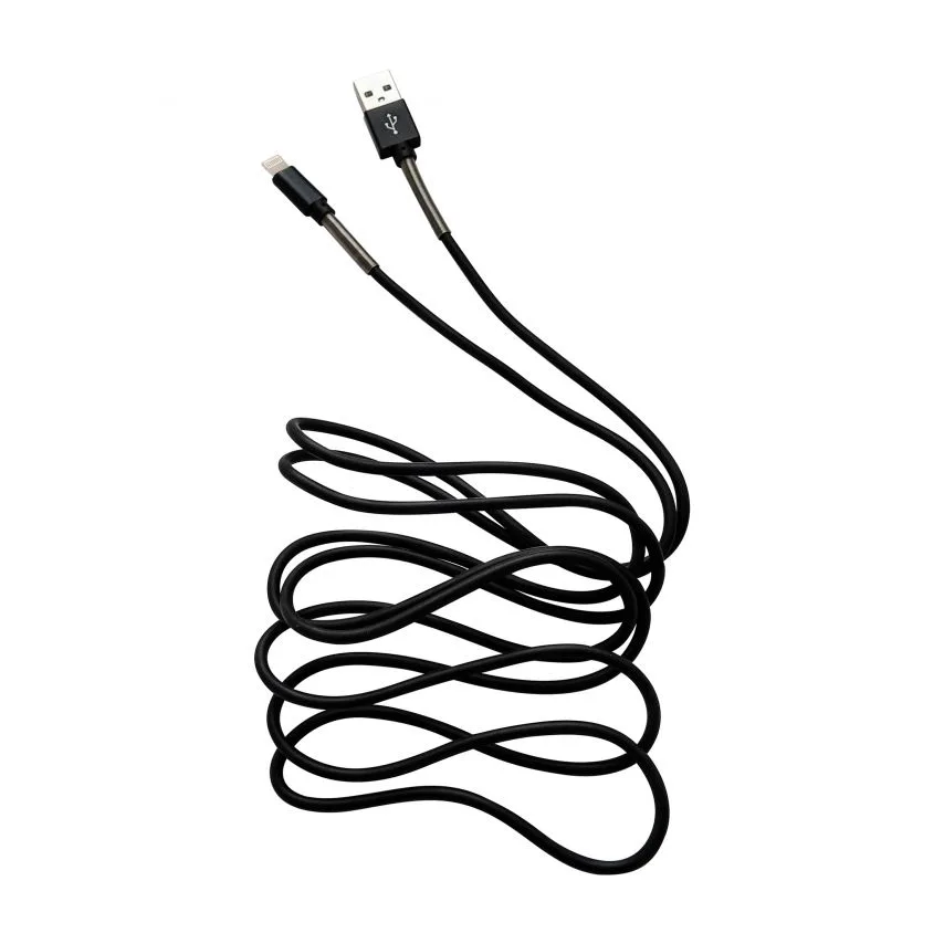 Кабель USB WALKER силіконовий 2м чорний Lightning 2.4А