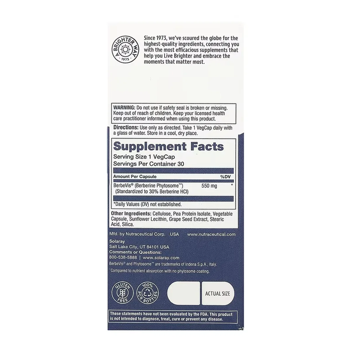 Solaray Prossorb Berberine 9x веганские капсулы 30 шт