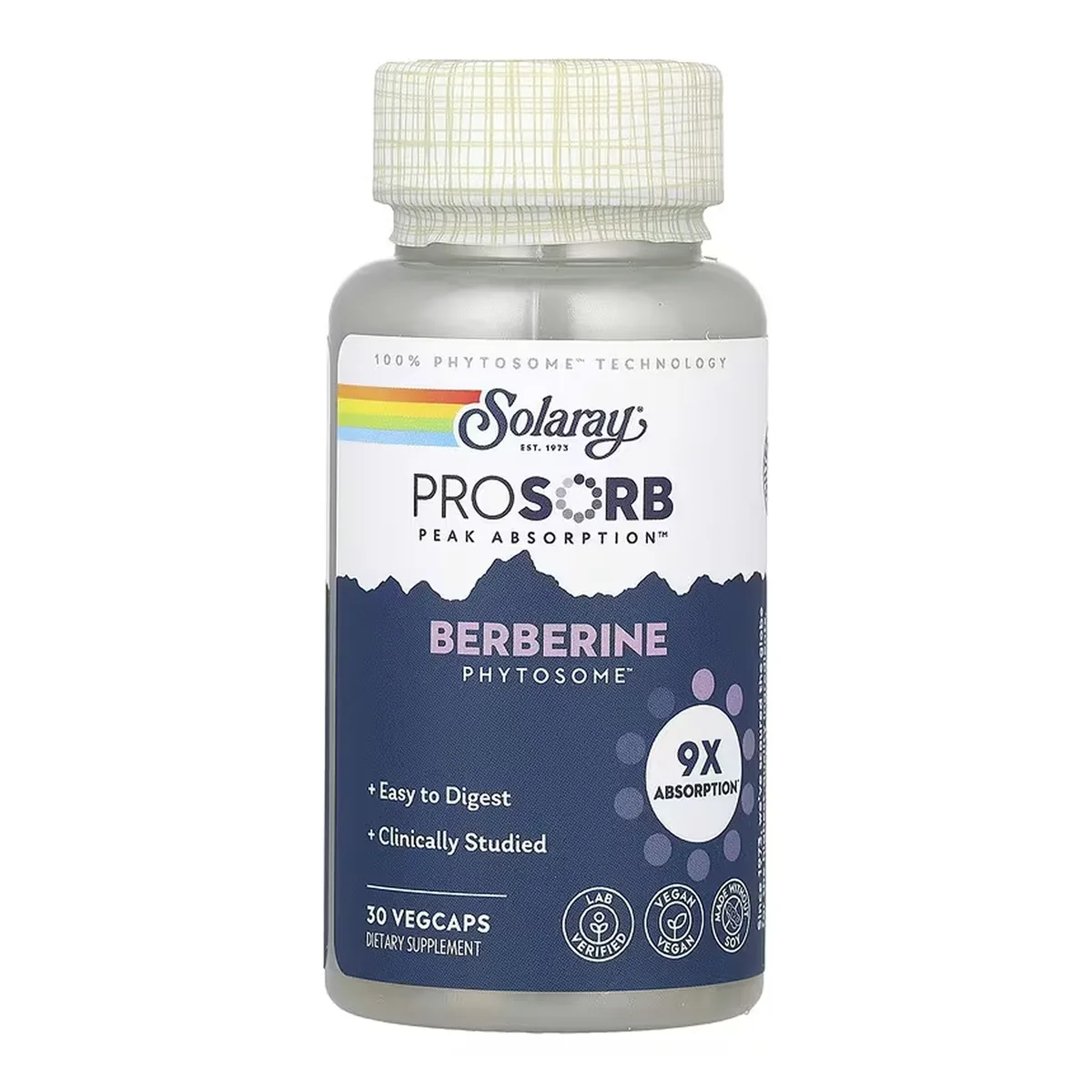 Solaray Prossorb Berberine 9x веганские капсулы 30 шт