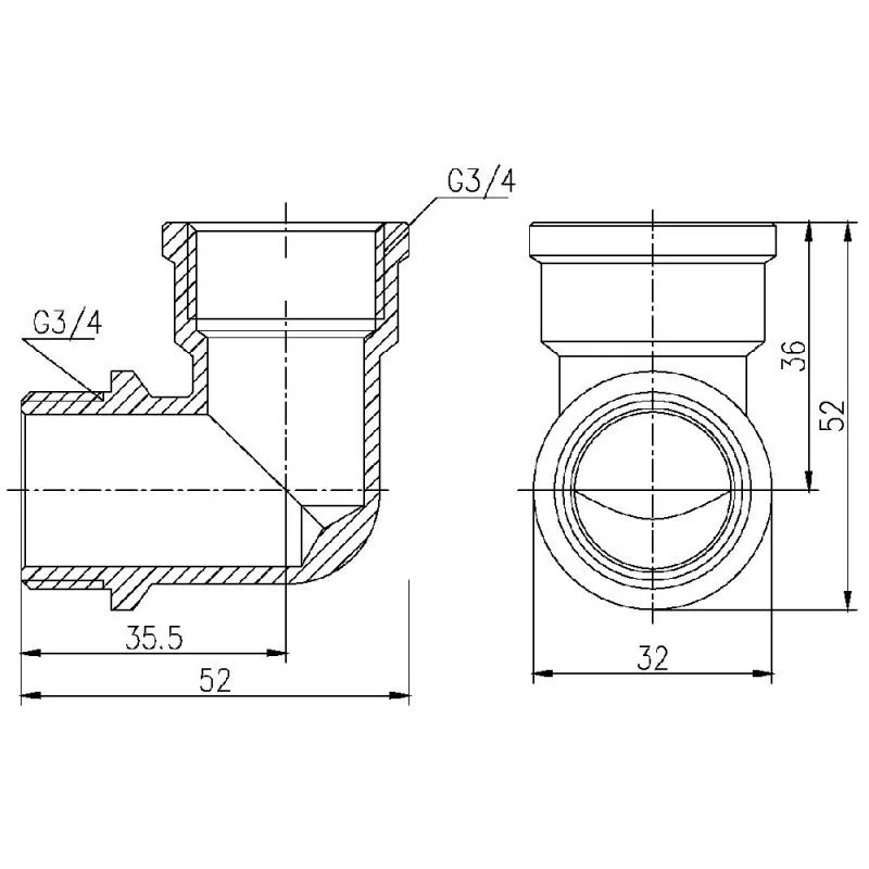 Куточок з'єднувальний Thermo Alliance Forte 3/4" латунь нікельований 3/4"x3/4"