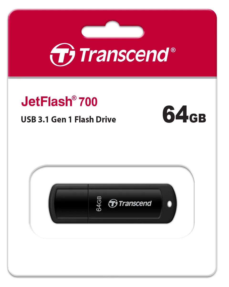 Накопичувач Transcend  64GB USB 3.1 Type-A JetFlash 700 Чорний