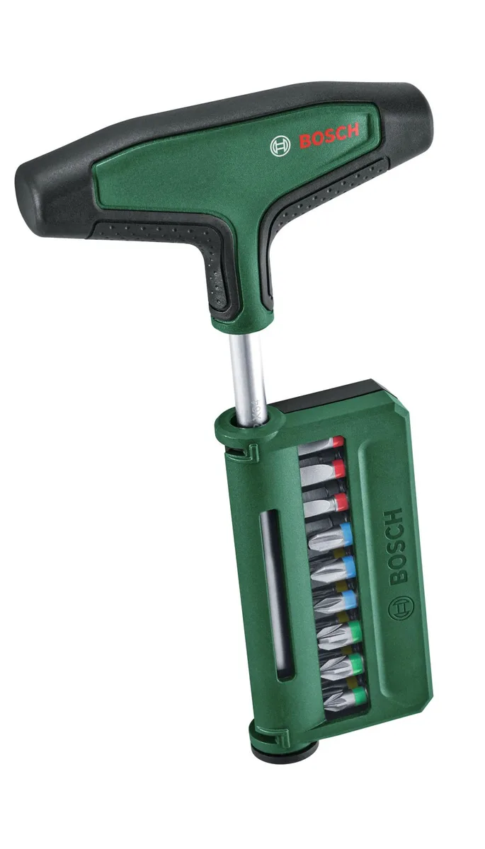 Викрутка Bosch з Т-подібною ручкою, 19 насадок, 100 мм, сталь CrV.