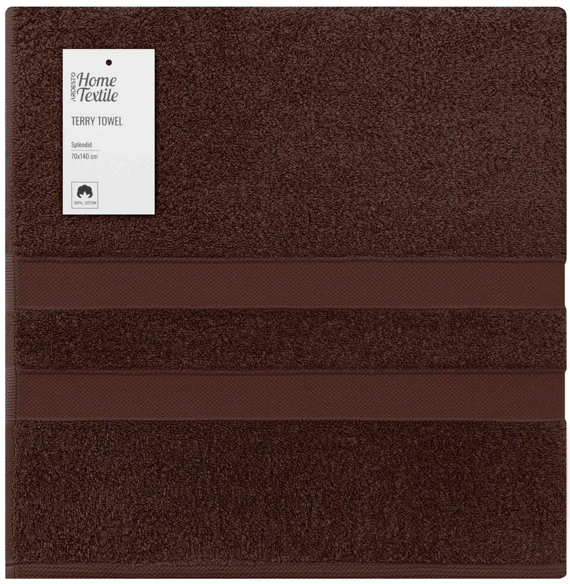 Махровий рушник ARDESTO Splendid 70х140 см, 100% бавовна, коричневого кольору.