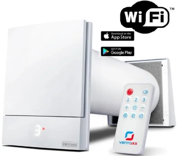 Рекуператор Ventoxx Harmony Smart 0,75 м з дистанційним керуванням Wi-Fi, LED-індикацією та захисною кришкою.