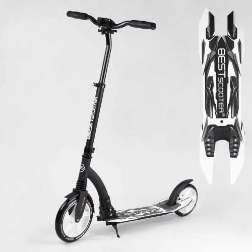 Двоколісний самокат Best Scooter з амортизатором та широким кермом для дітей та підлітків.