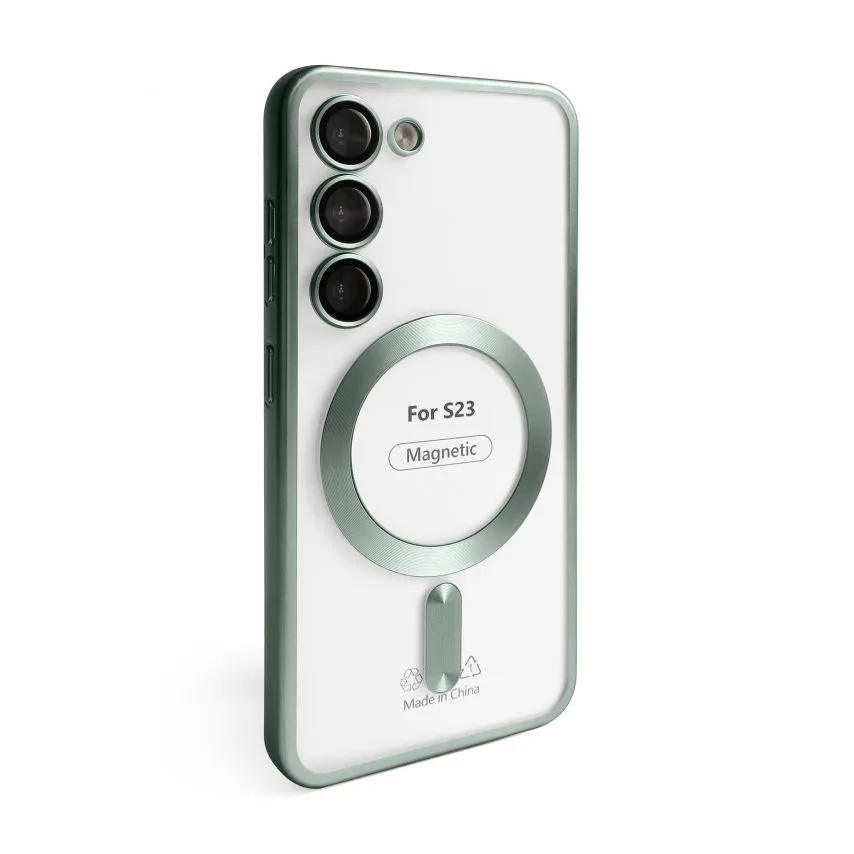 Чохол MagSafe для Samsung S23/S911 матовий зелений пластик силікон