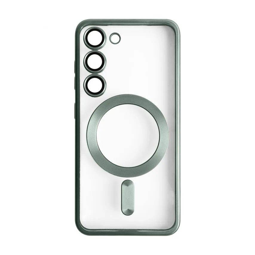 Чехол MagSafe для Samsung S23/S911 матовый зеленый пластик силикон.