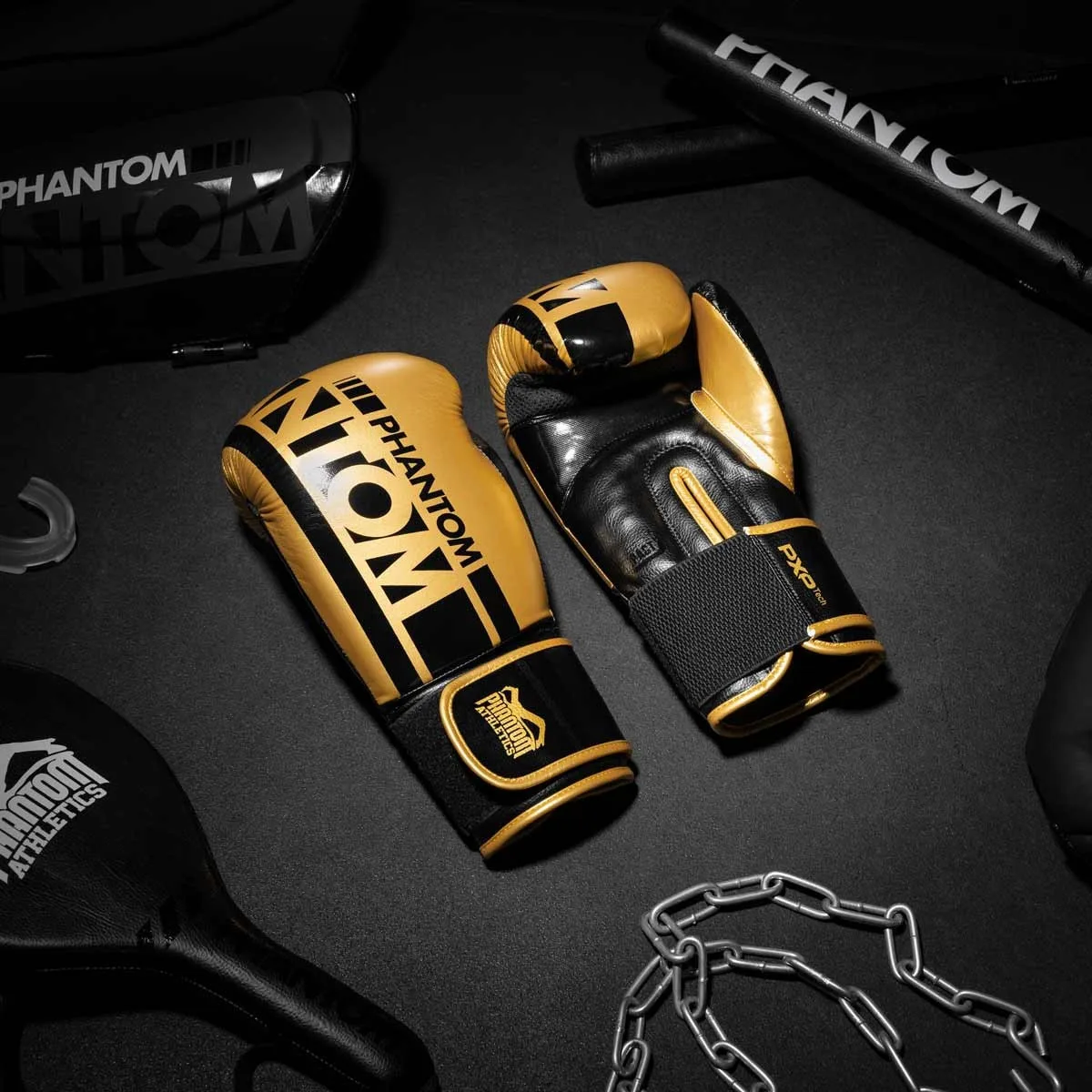Боксерские перчатки Phantom PU 10 унций Золотые