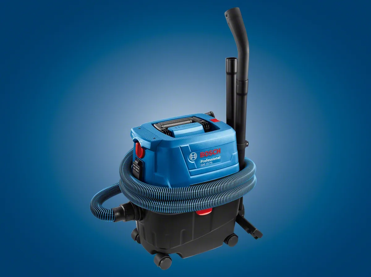Професійний пилосос Bosch Professional GAS 15 PS, 1100 Вт, 220 мБар, контейнер на 15 л, вага 8 кг.