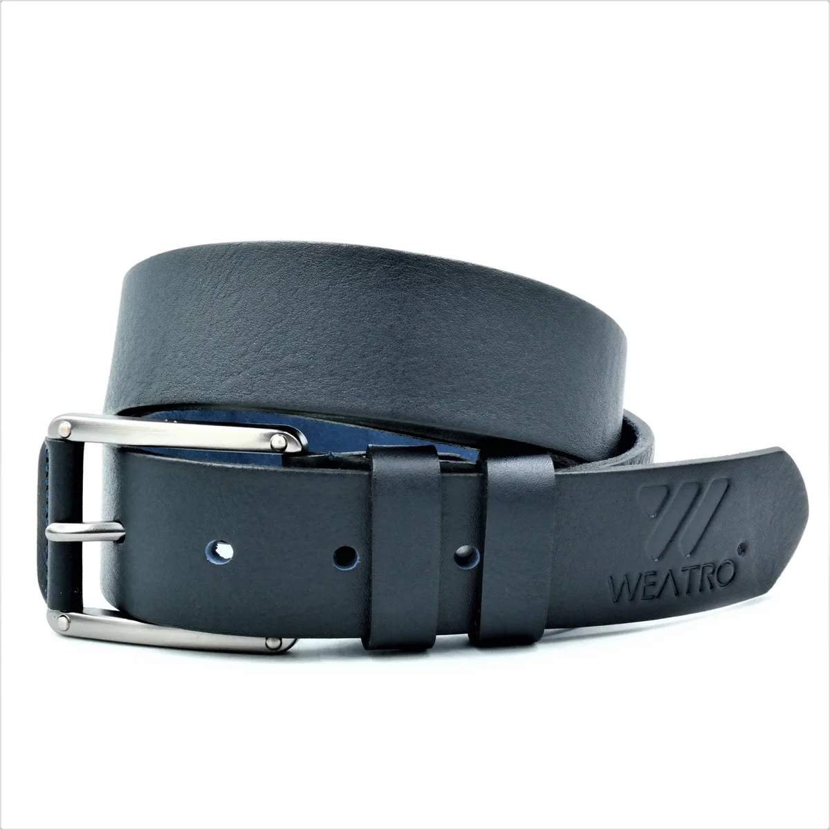 Ш leather belt Weatro натуральная кожа 3 8 см 115 см тёмно-синий