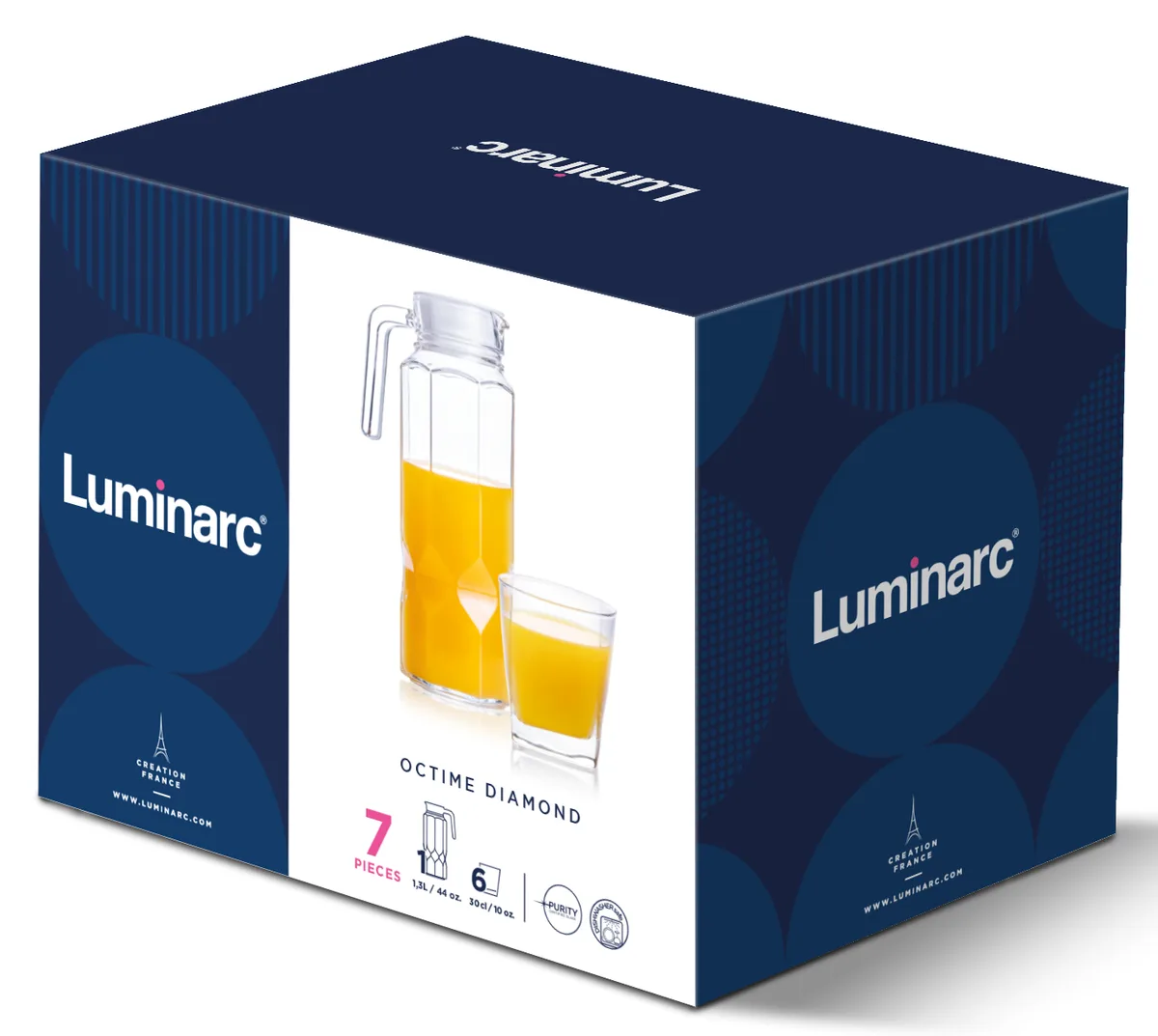 Набір Luminarc Octime Diamond Скло 7 предметів Глечик 1,3 л 6 склянок 300 мл