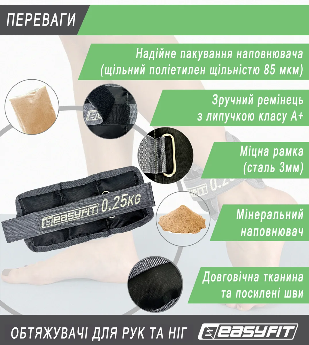 Утяжелители EasyFit оксфорд 0,25 кг синий