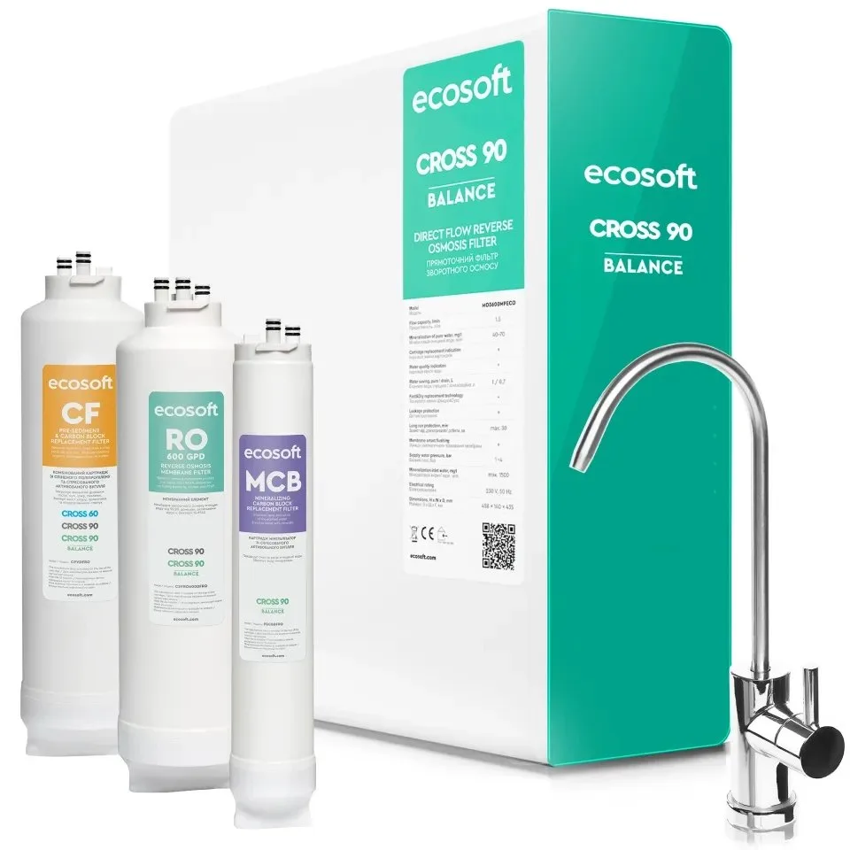 Система зворотного осмосу Ecosoft Cross90 Balance, мембрана 600 gpd
