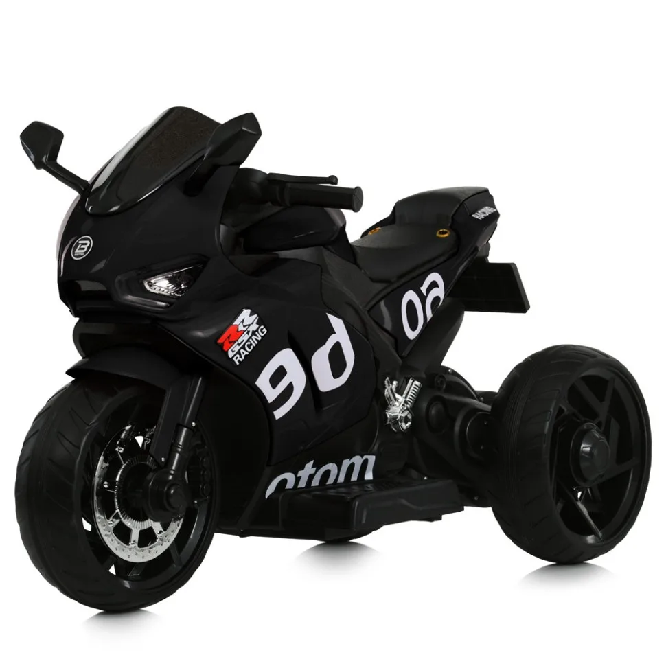 Дитячий електромобіль мотоцикл Bambi Racer екокожа 96 см колір чорний