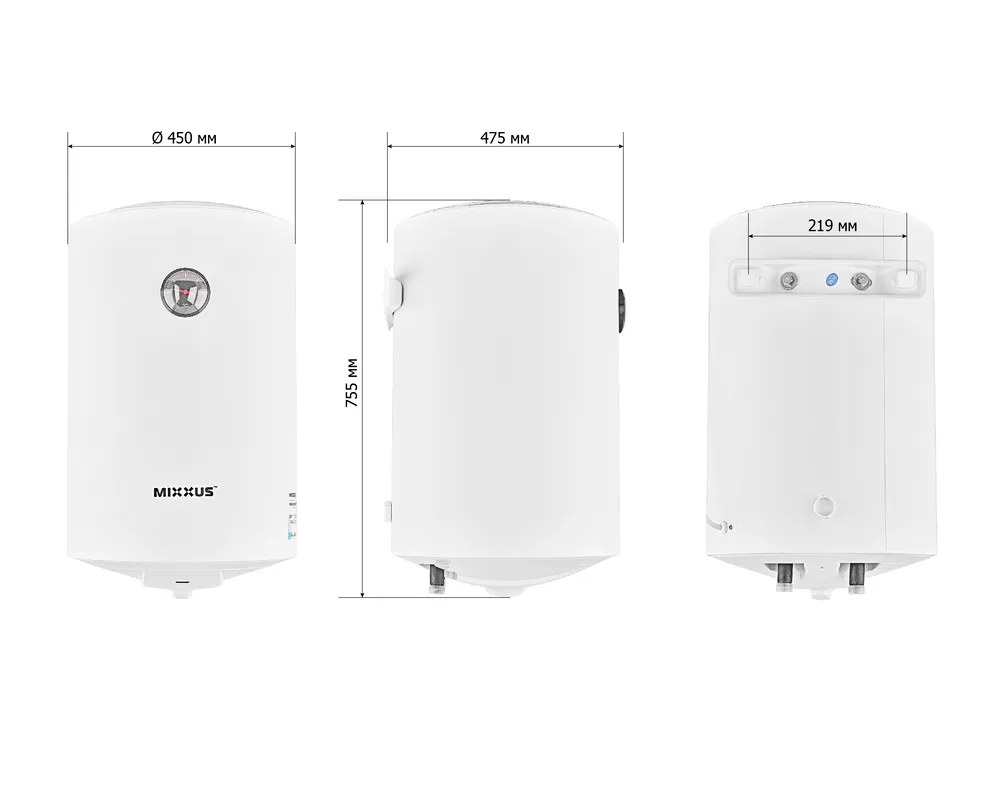 Водонагрівач накопичувальний MIXXUS EWH-07080 80 л сталь мокрий ТЕН 1,5 кВт вертикальний