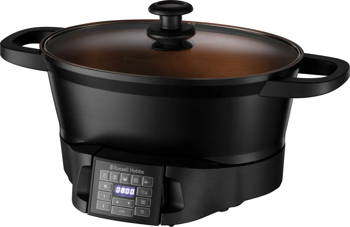 Мультиварка Russell Hobbs GoodToGo, 1000Вт, об'єм 6.5л, електронне управління, знімна кришка, керамічне покриття, чорного кольору.