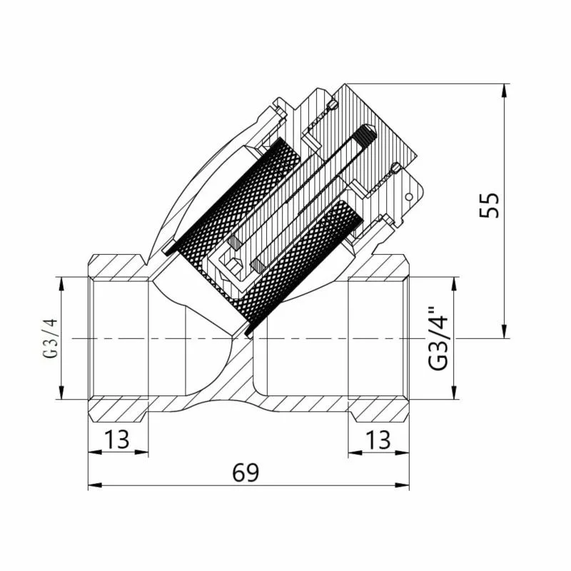 Фильтр грубой очистки косой 3/4"ВВ с магнитом Thermo Alliance Forte TAF126MW20 латунь 380х260х280 мм