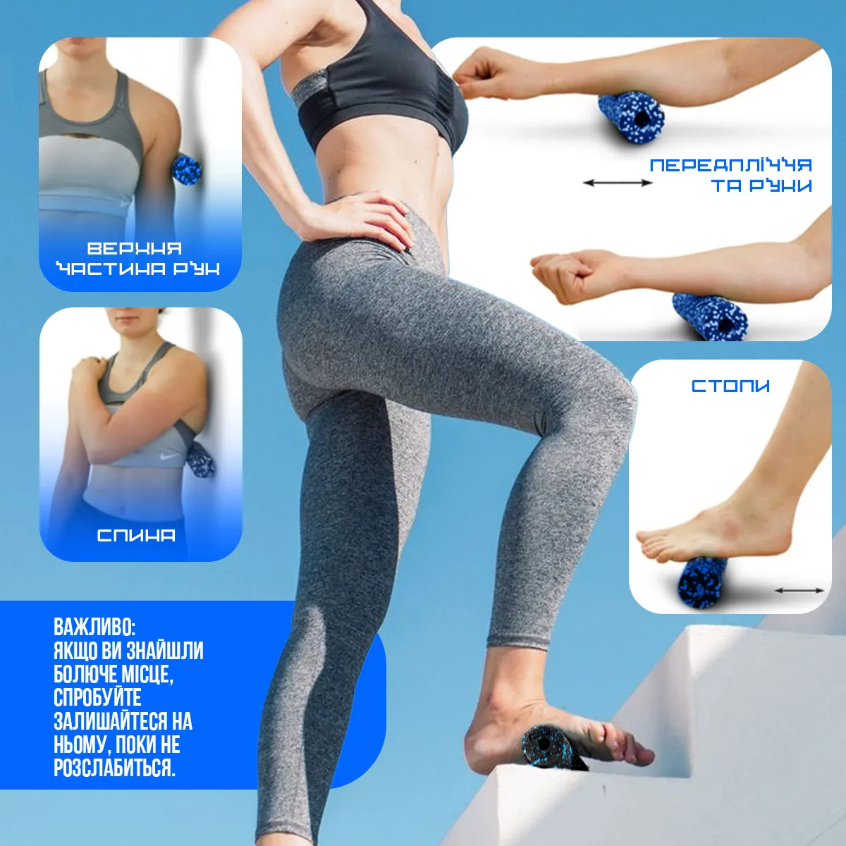 Массажный ролик Active Point EPP 15 см Синий