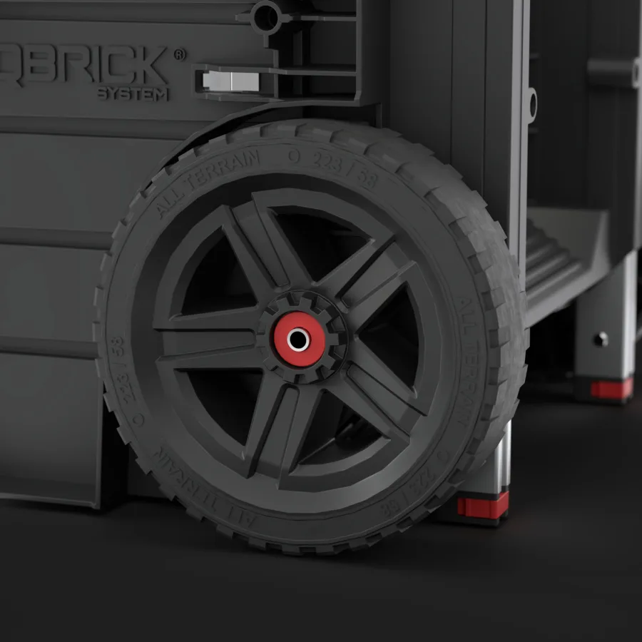 Ящик для инструментов Qbrick пластик 520х440х660 мм черный на колесах с ящиками
