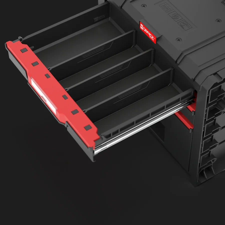 Ящик для инструментов Qbrick пластик 520х440х660 мм черный на колесах с ящиками