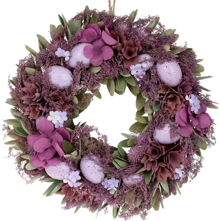 Пасхальний вінок Easter Wreath Лавандовий 36 см з сухої трави та пластику