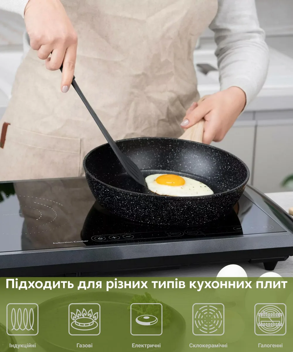 Глибока сковорода ARDESTO Midori, 28 см, алюмінієва, чорного кольору.