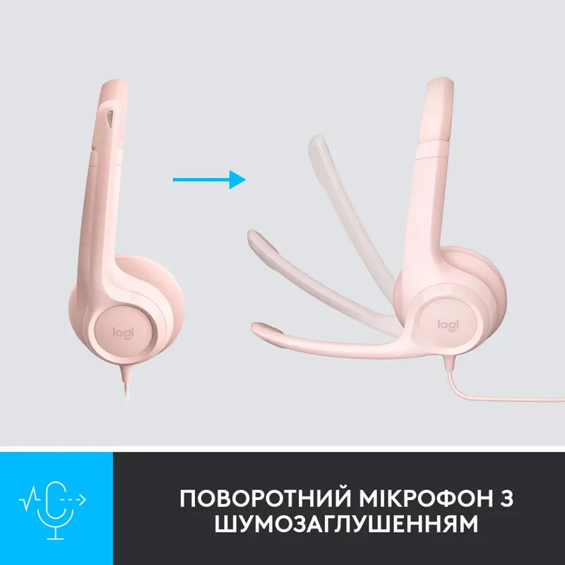 Гарнітура Logitech USB Дротова Накладні Штучна шкіра 1,9 м Рожевий