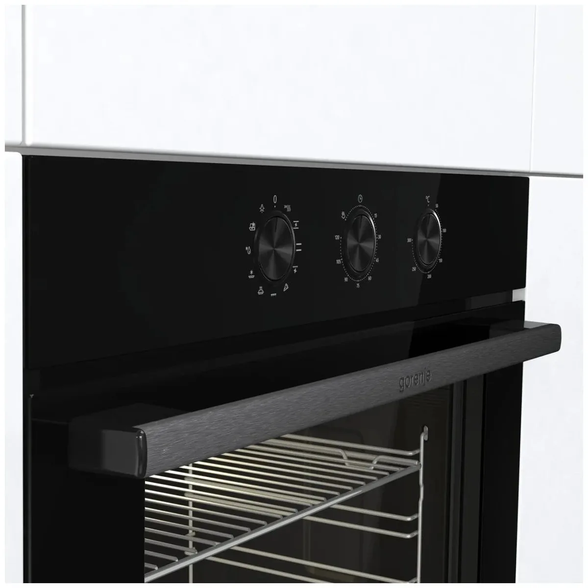 Електрична духова шафа Gorenje, 77 л, клас енергоефективності A+, з паровою функцією, з дисплеєм, чорного кольору.