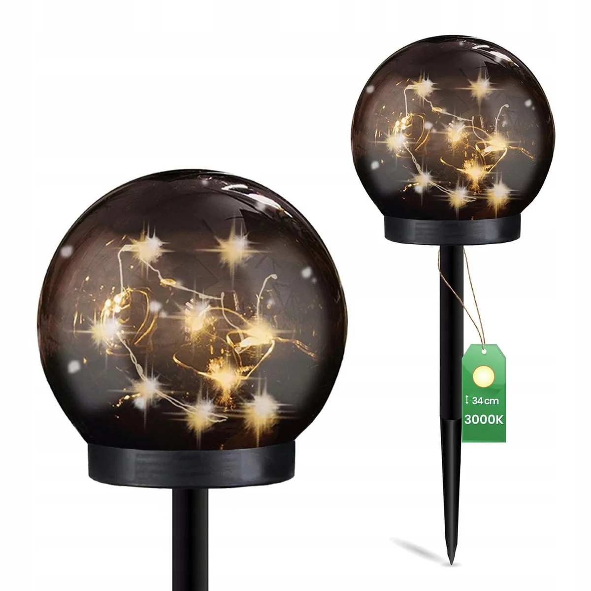 Садові сонячні LED кулі LumiLED 10 см чорні 6 шт тепле світло IP44