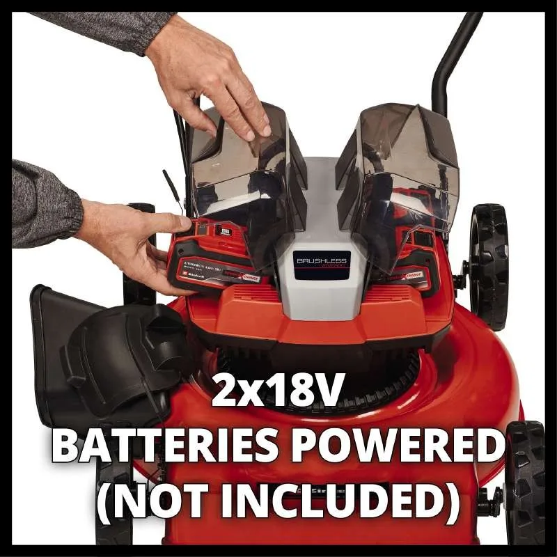 Акумуляторна газонокосарка Einhell PXC GE-CM 36/48 Li M 36В (18+18) 48 см без травозбірника, висота скошування 30-75 мм, вага 16,9