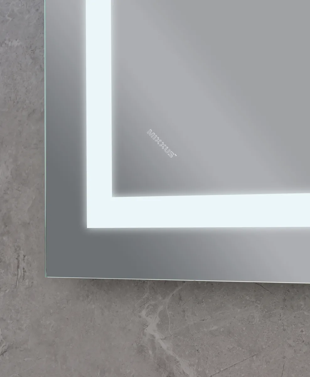Дзеркало настінне LED Mixxus WARM MR02 90x70 см безмідне біле з антизапотіванням
