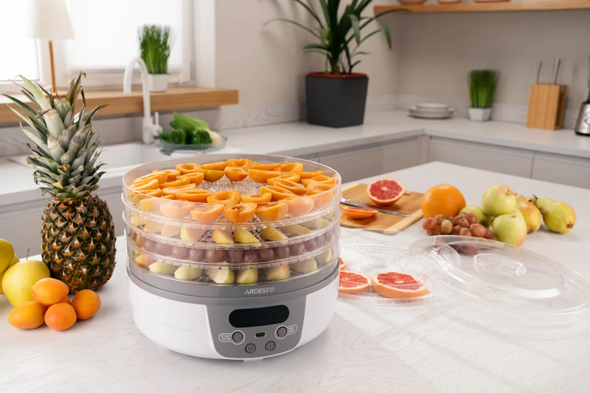 Сушилка для продуктов ARDESTO FDB-5321T, 250 Вт, 5 поддонов 3 см, диаметр 32 см, макс температура 70 °C, электронное управление с таймером