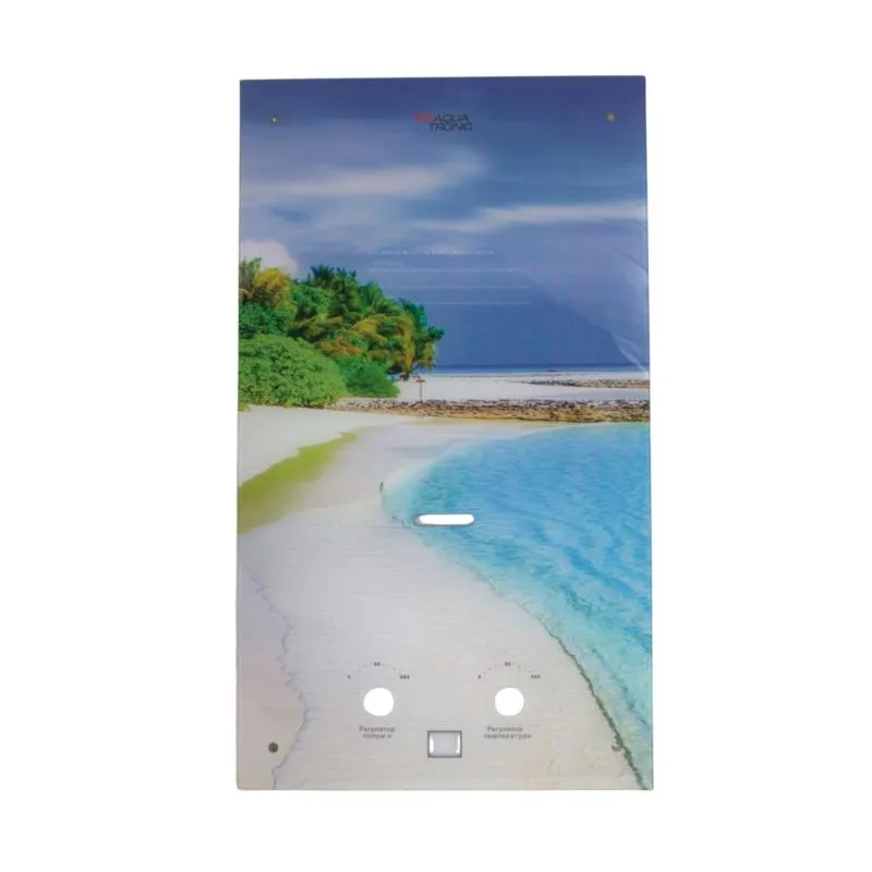 Скляна панель передня для газової колонки 590х340х4 мм скло beach