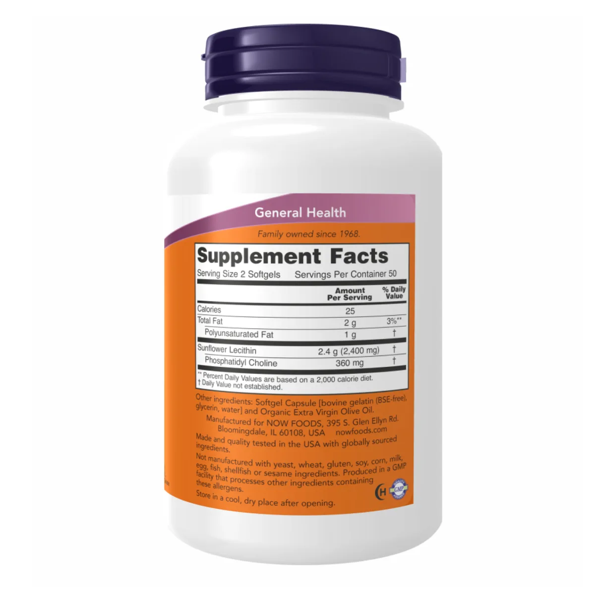 Подсолнечный лецитин Now Foods 1200 мг 200 софтгелей