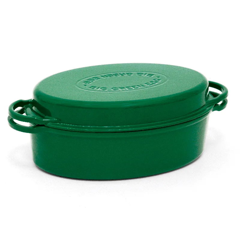 Жаровня Big Green Egg чугунная овальная 5,2 л зеленая черная
