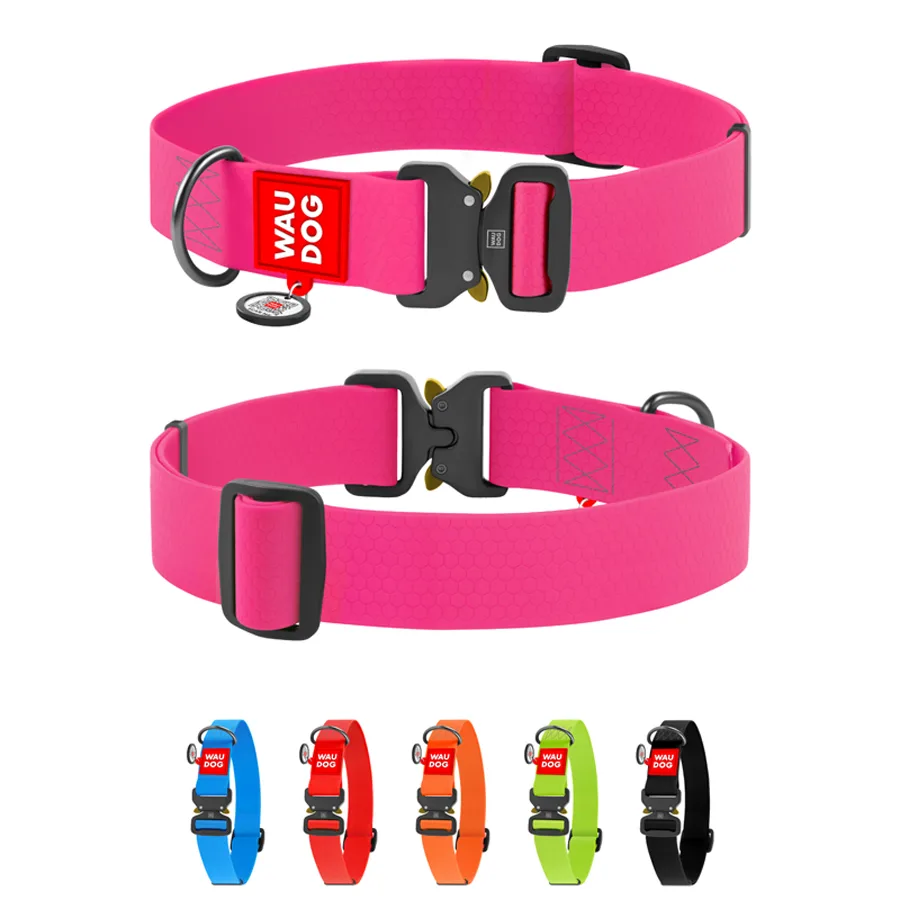 Нашийник WAUDOG Waterproof 40 мм металічна пряжка 46-70 см рожевий