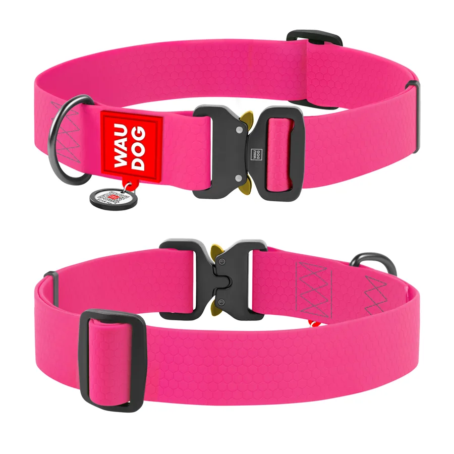 Нашийник WAUDOG Waterproof 40 мм металічна пряжка 46-70 см рожевий