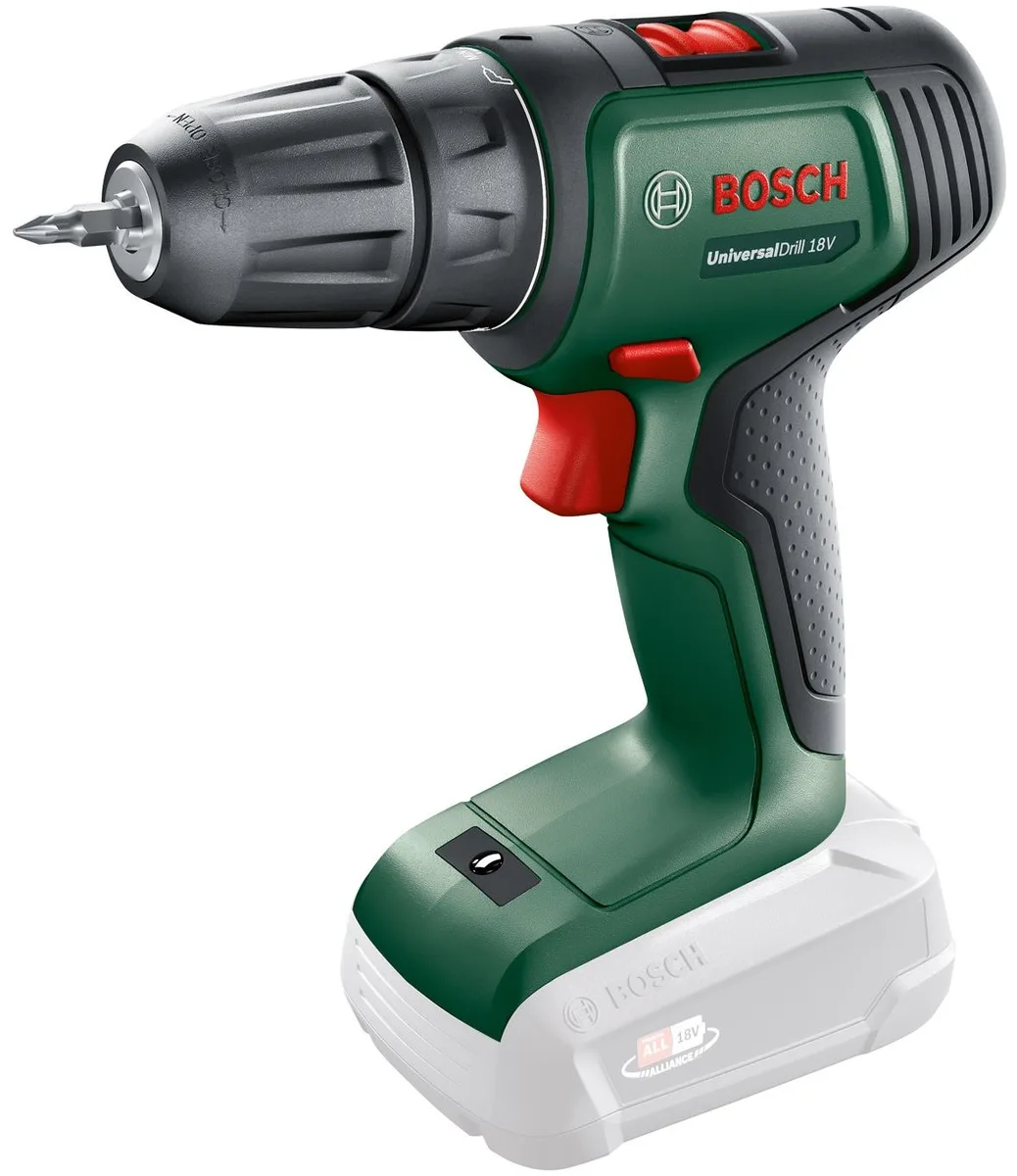 Акумуляторний шурупокрут-дриль Bosch UniversalDrill 18В, 2 батареї по 1.5Ач, 40Нм, 440/1450 об/хв, в кейсі, вага 1.2 кг.