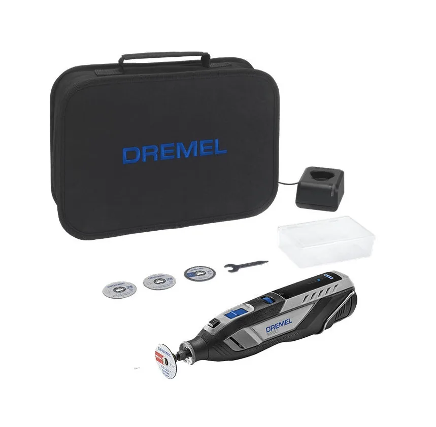 Акумуляторна шліфувально-гравірувальна машина Dremel 8250-5, 12В, 1х2А·год, 5000-30000 об/хв, вага 0.59 кг.