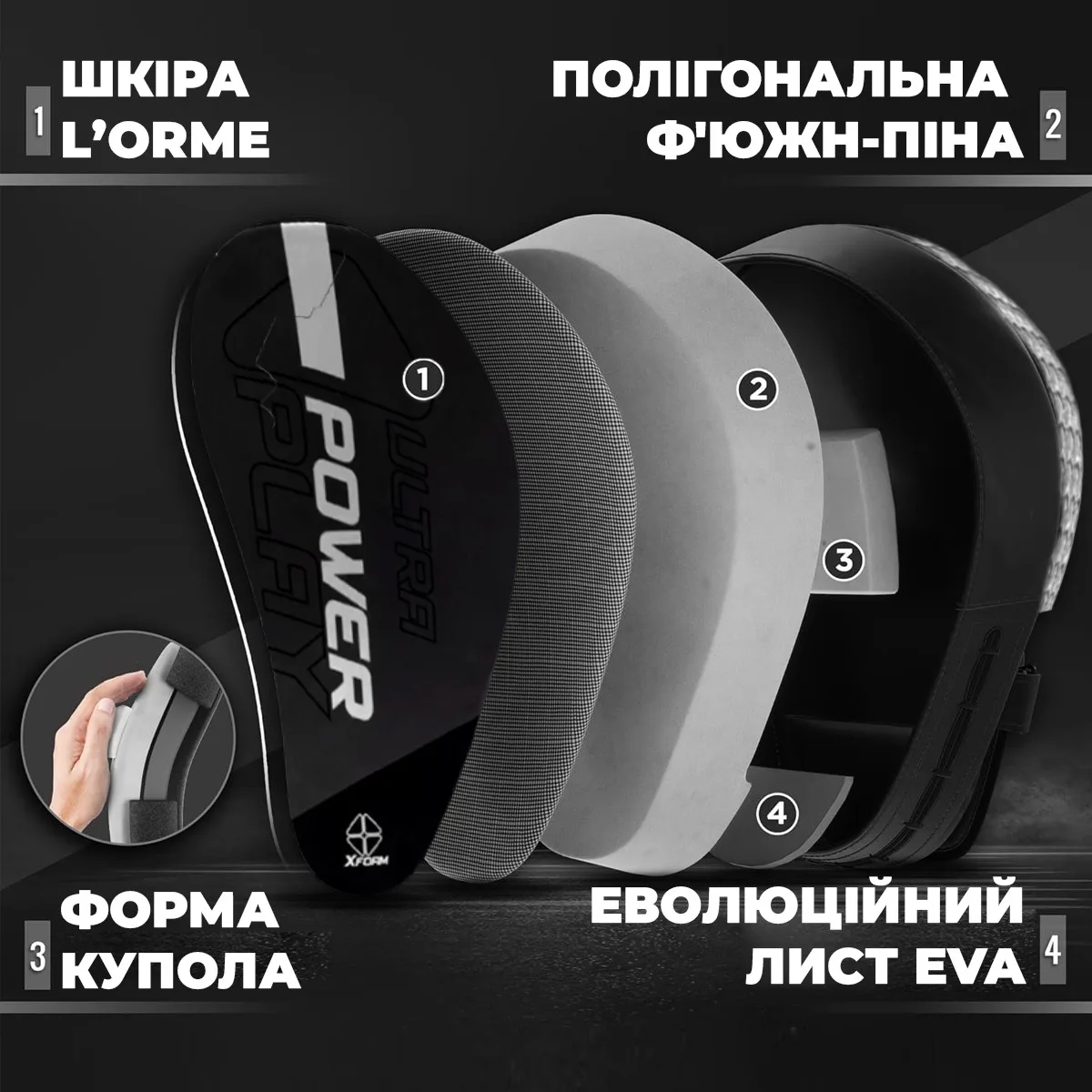 Боксерские лапы Active Point 22х19х6 см Черные