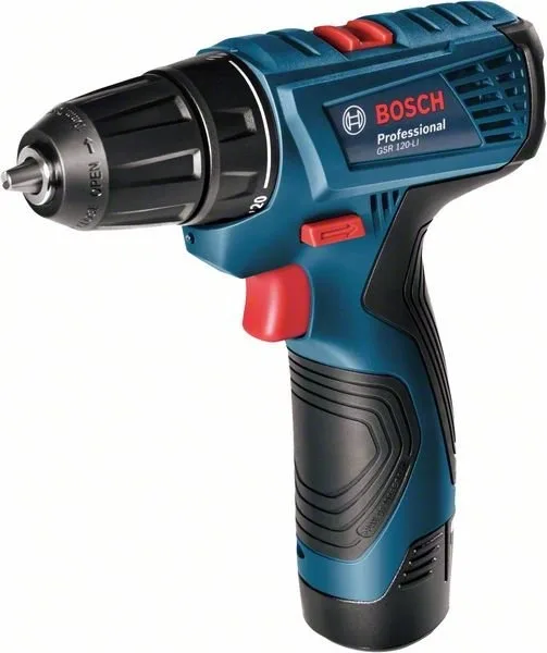 Акумуляторний шуруповерт-дриль Bosch Professional GSR 120-Li 12В 2х2А·год 14·30Нм 400·1500об/хв у кейсі, вага 0.89кг.