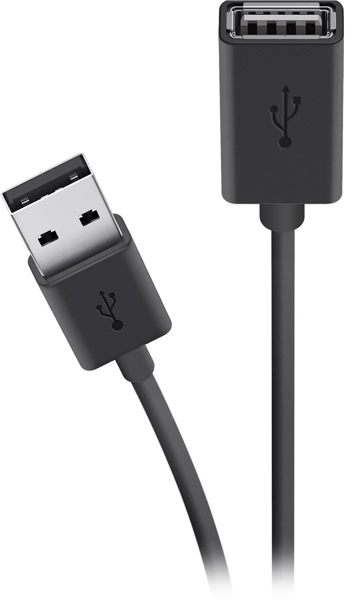 Кабель USB-A > USB-AF заряджання/синхронізації Belkin 1.8м, чорний
