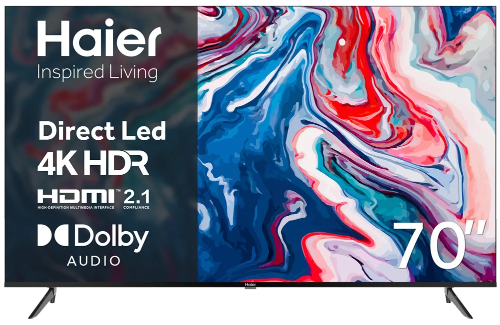 LED-телевізор Haier 70 дюймів чорний 4K Smart TV Android 11