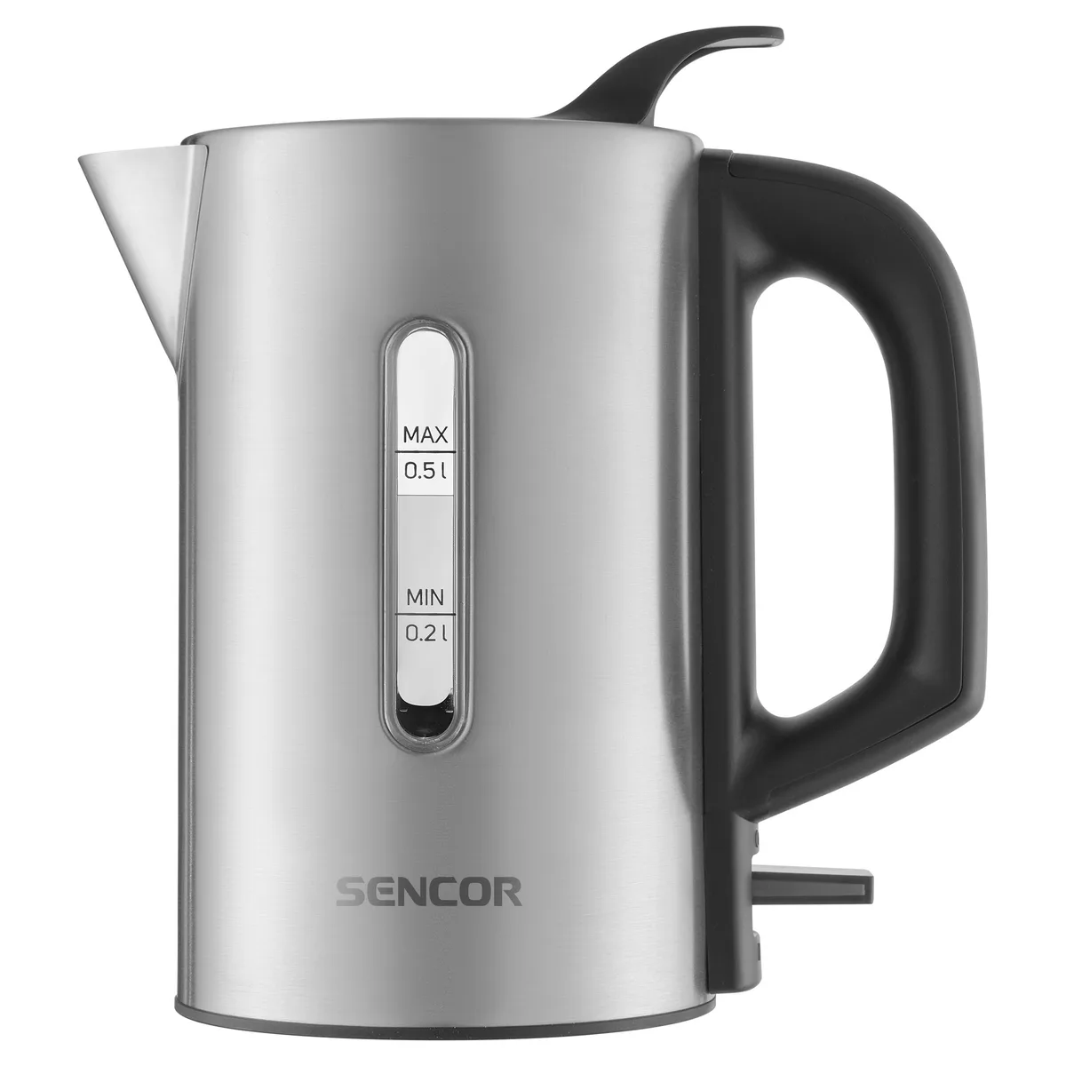 Электрочайник Sencor 05л с технологией Strix, пластиковый корпус, комплектуется 2 стаканами и 2 ложками, нержавеющая сталь.