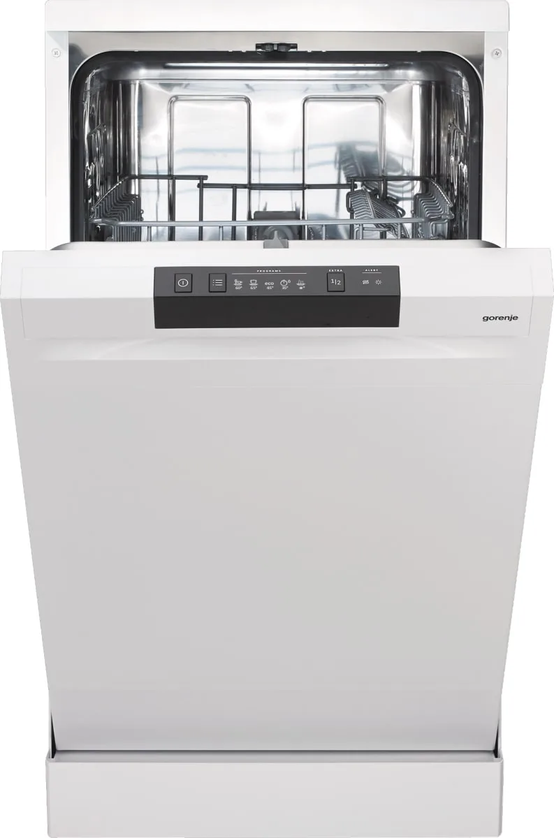Посудомийна машина Gorenje вузька 9 комплектів A++ біла з AquaStop для дому електронна 47 дБ