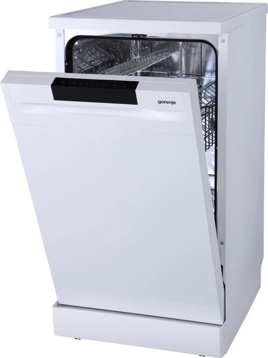 Посудомийна машина Gorenje вузька 9 комплектів A++ біла з AquaStop для дому електронна 47 дБ