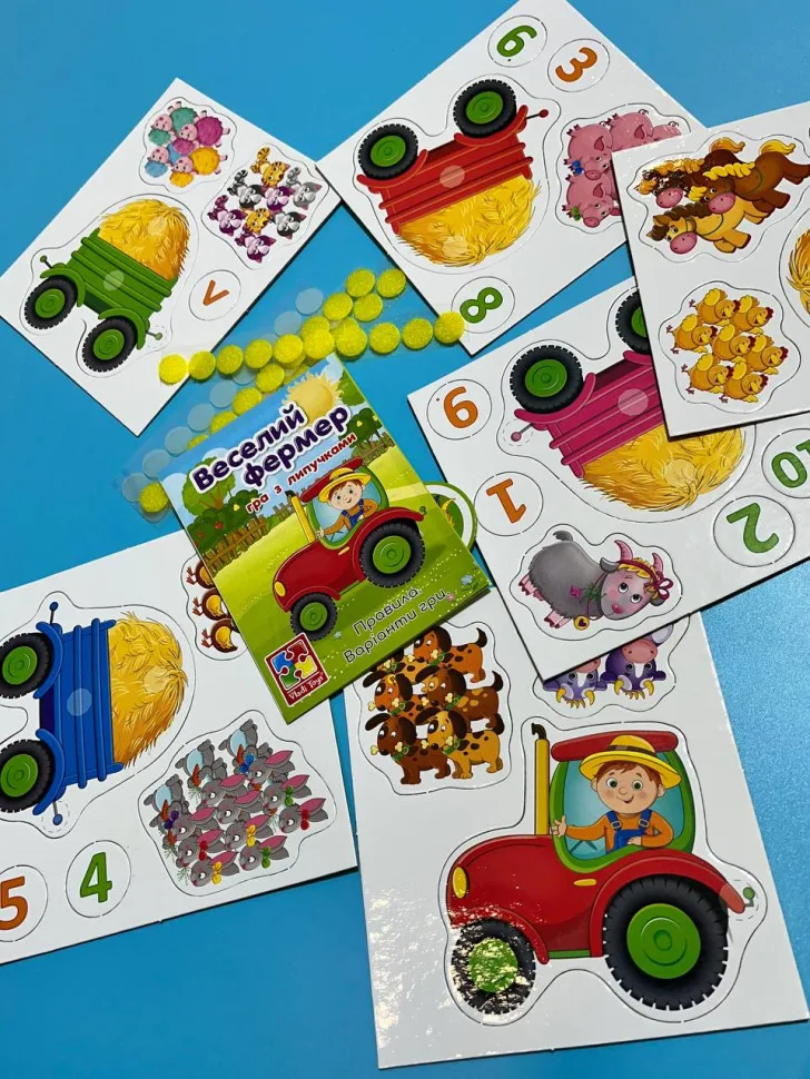 Дитяча настільна гра Vladi Toys з липучками 6 полів 22 деталі для дітей 3-5 років