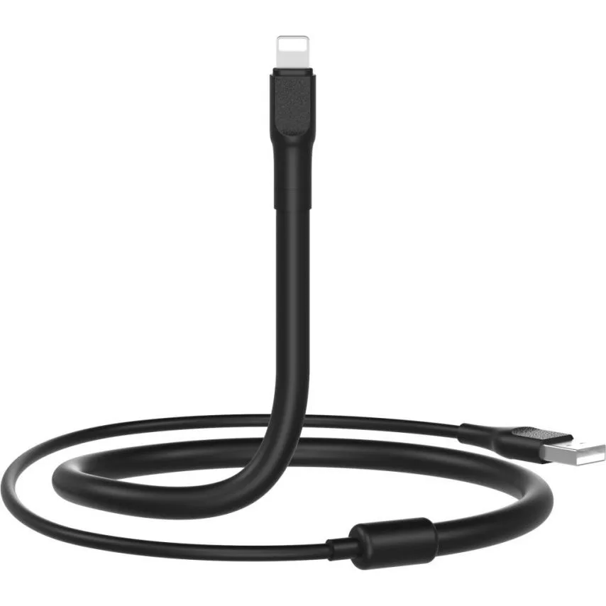 Кабель USB XO силіконовий 1,2 м чорний Lightning 2,4A